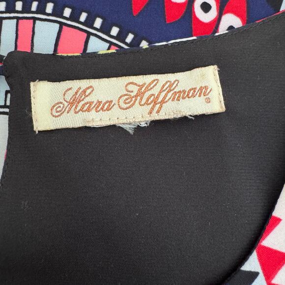 Mara Hoffman El Mundo Navy Pleat Front Shift Dress Women's Small Multicolor Mod - Picture 7 of 11